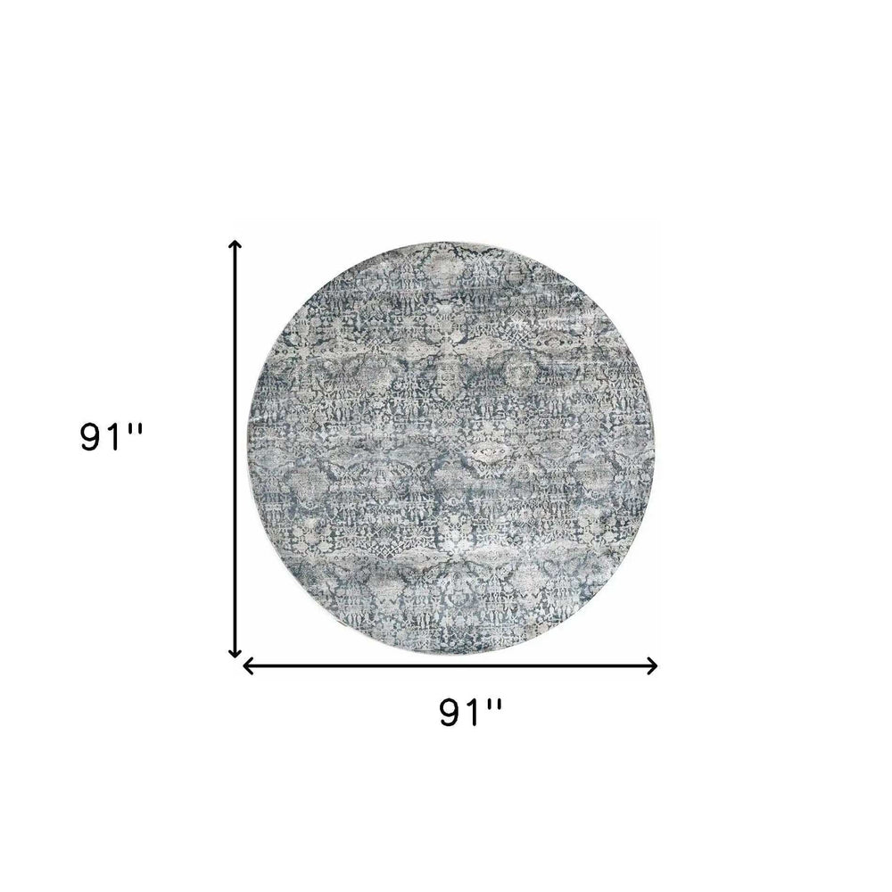 8' X 8' Teal Floral Area Rug - Homeroots - Flyclothing LLC