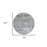 8' X 8' Teal Floral Area Rug - Homeroots - Flyclothing LLC