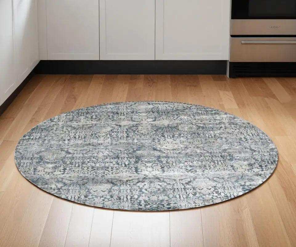 8' X 8' Teal Floral Area Rug - Homeroots - Flyclothing LLC