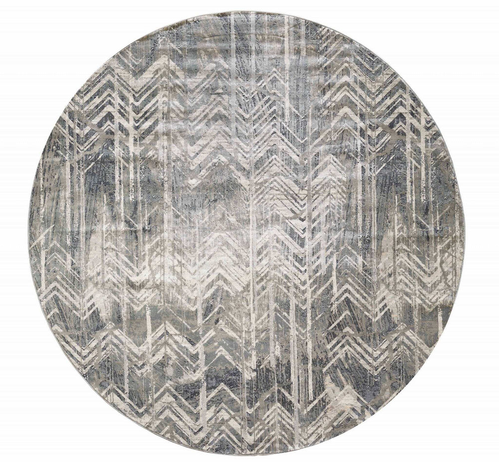 8' X 8' Gray Chevron Area Rug - Homeroots - Flyclothing LLC
