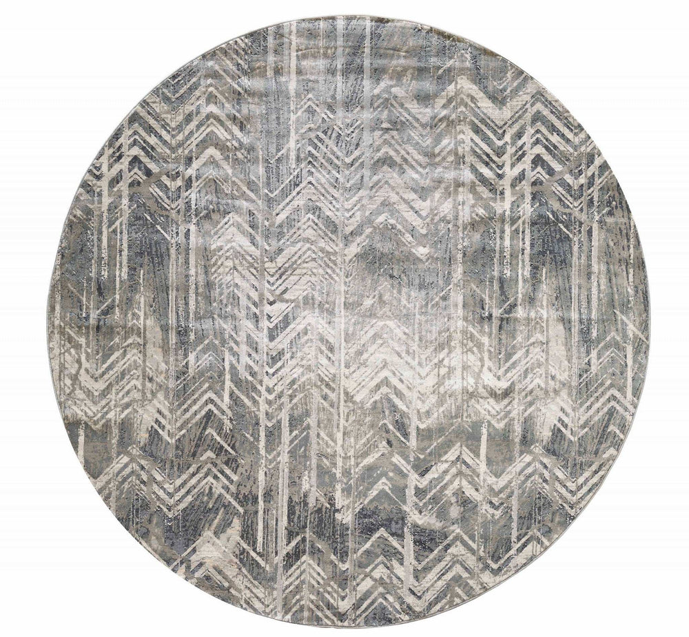 8' X 8' Gray Chevron Area Rug - Homeroots - Flyclothing LLC
