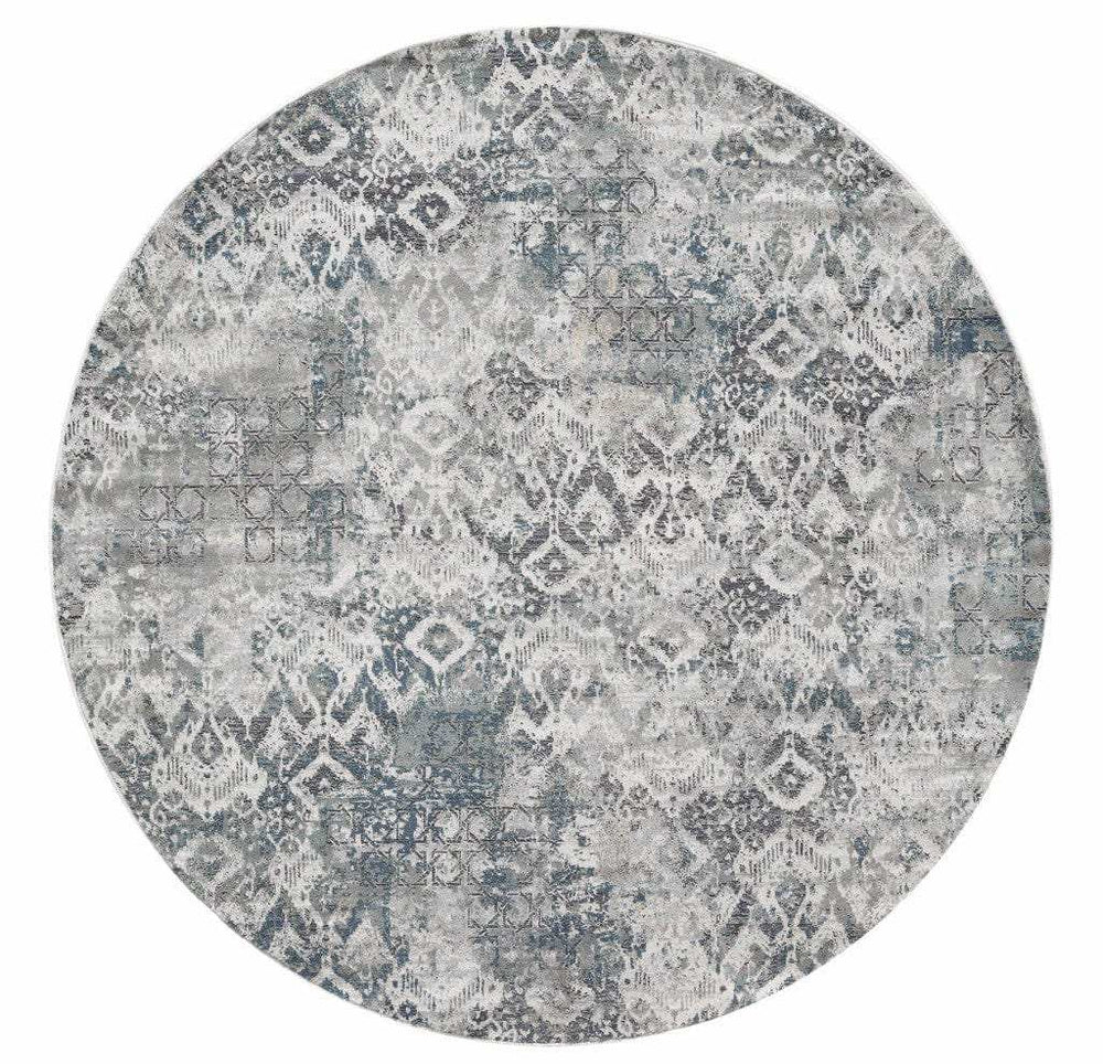 8' X 8' Ivory Gray and Teal Abstract Area Rug - Homeroots - Flyclothing LLC