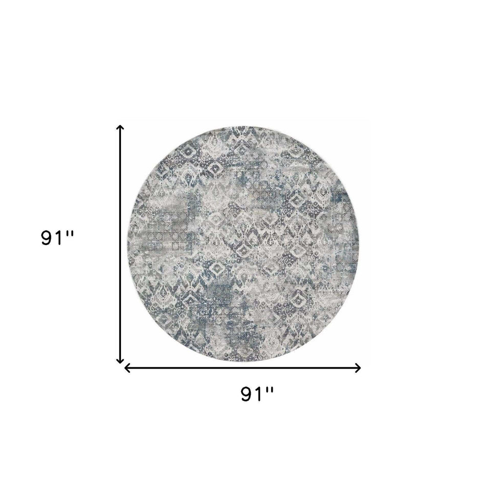 8' X 8' Ivory Gray and Teal Abstract Area Rug - Homeroots - Flyclothing LLC