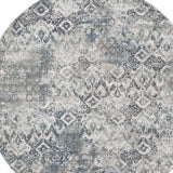 8' X 8' Ivory Gray and Teal Abstract Area Rug - Homeroots - Flyclothing LLC