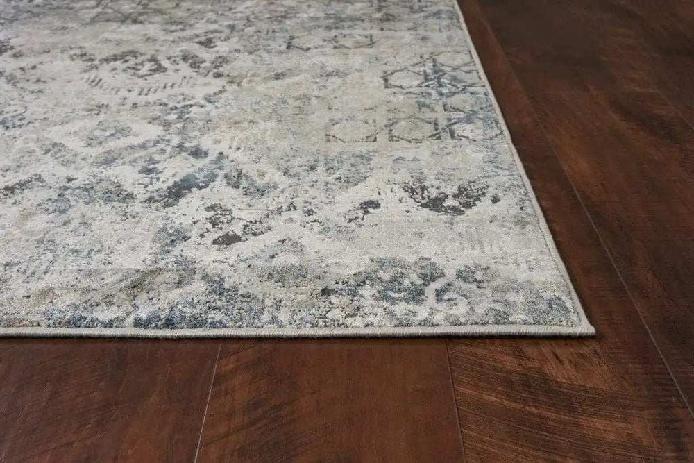 8' X 8' Ivory Gray and Teal Abstract Area Rug - Homeroots - Flyclothing LLC
