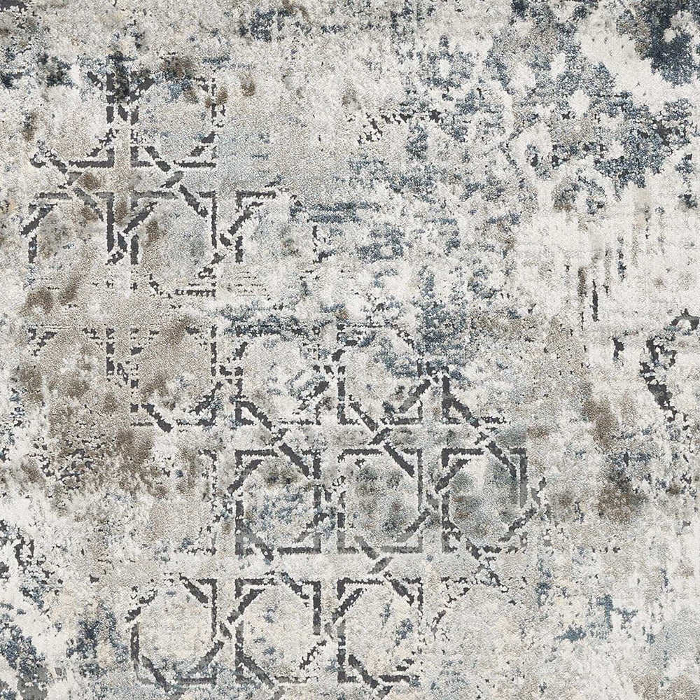 8' X 8' Ivory Gray and Teal Abstract Area Rug - Homeroots - Flyclothing LLC