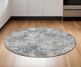 8' X 8' Ivory Gray and Teal Abstract Area Rug - Homeroots - Flyclothing LLC