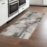 8' Grey Machine Woven Abstract Geometric Indoor Runner Rug - Homeroots - Flyclothing LLC
