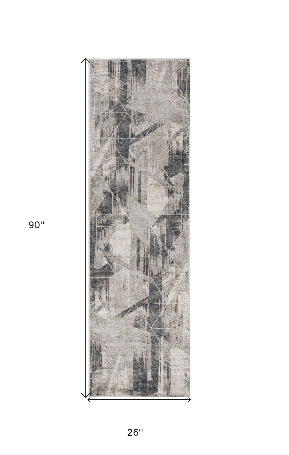 8' Grey Machine Woven Abstract Geometric Indoor Runner Rug - Homeroots - Flyclothing LLC