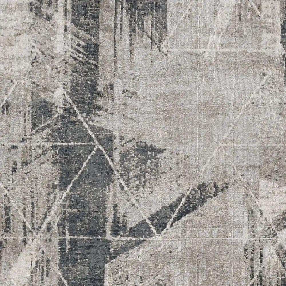 8' Grey Machine Woven Abstract Geometric Indoor Runner Rug - Homeroots - Flyclothing LLC