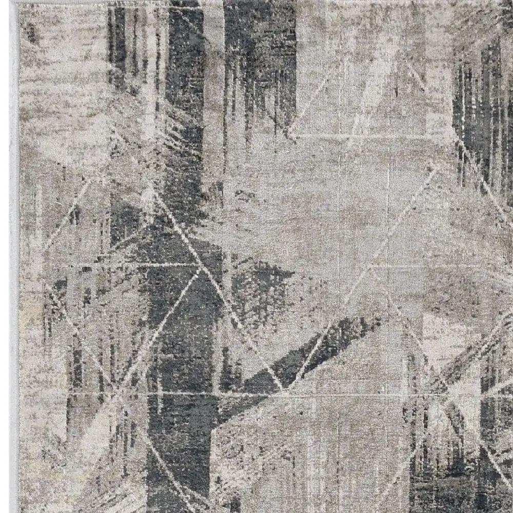 8' Grey Machine Woven Abstract Geometric Indoor Runner Rug - Homeroots - Flyclothing LLC
