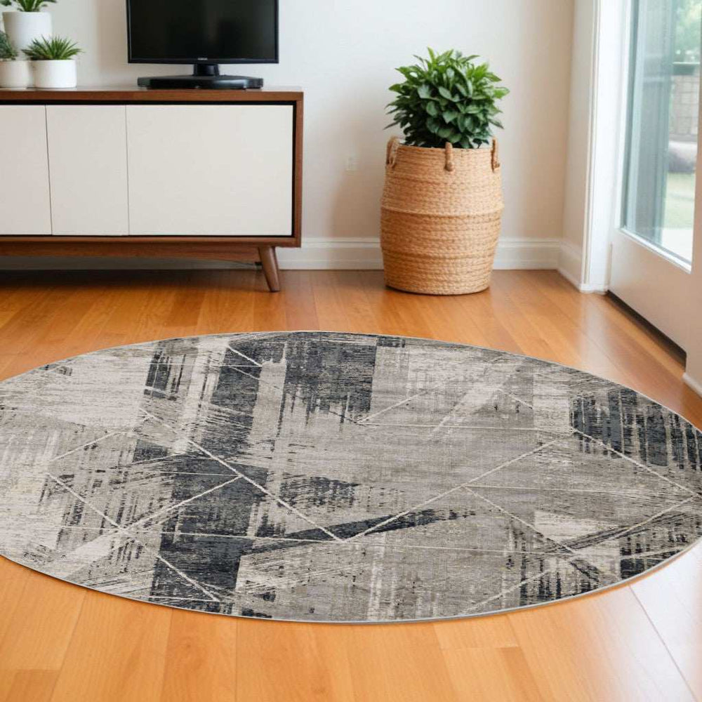 8' X 8' Gray Geometric Area Rug - Homeroots - Flyclothing LLC