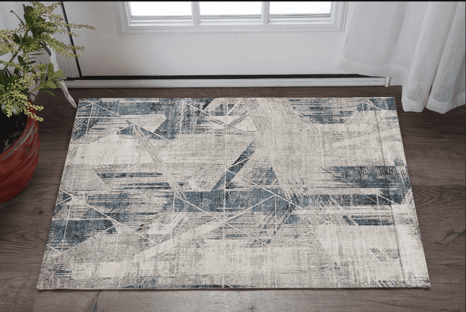 3' X 5' Blue and Gray Abstract Geometric Area Rug - Homeroots - Flyclothing LLC