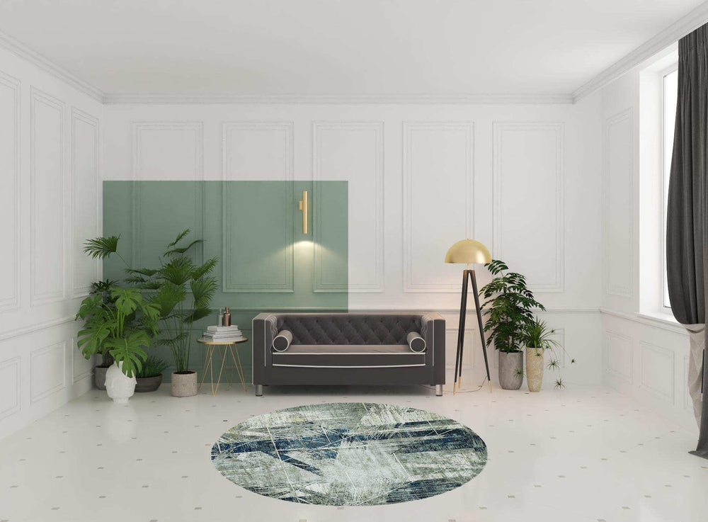 8' X 8' Blue and Gray Area Rug - Homeroots - Flyclothing LLC