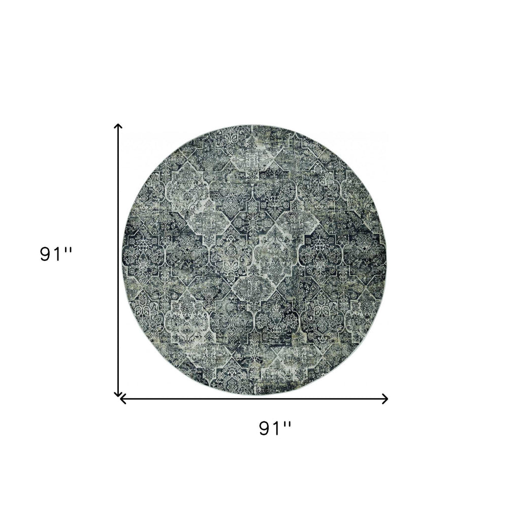 8' Gray Quatrefoil Area Rug - Homeroots - Flyclothing LLC