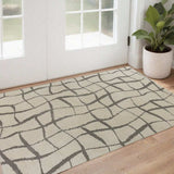 3' X 5' Ivory Abstract Shag Area Rug - Homeroots - Flyclothing LLC