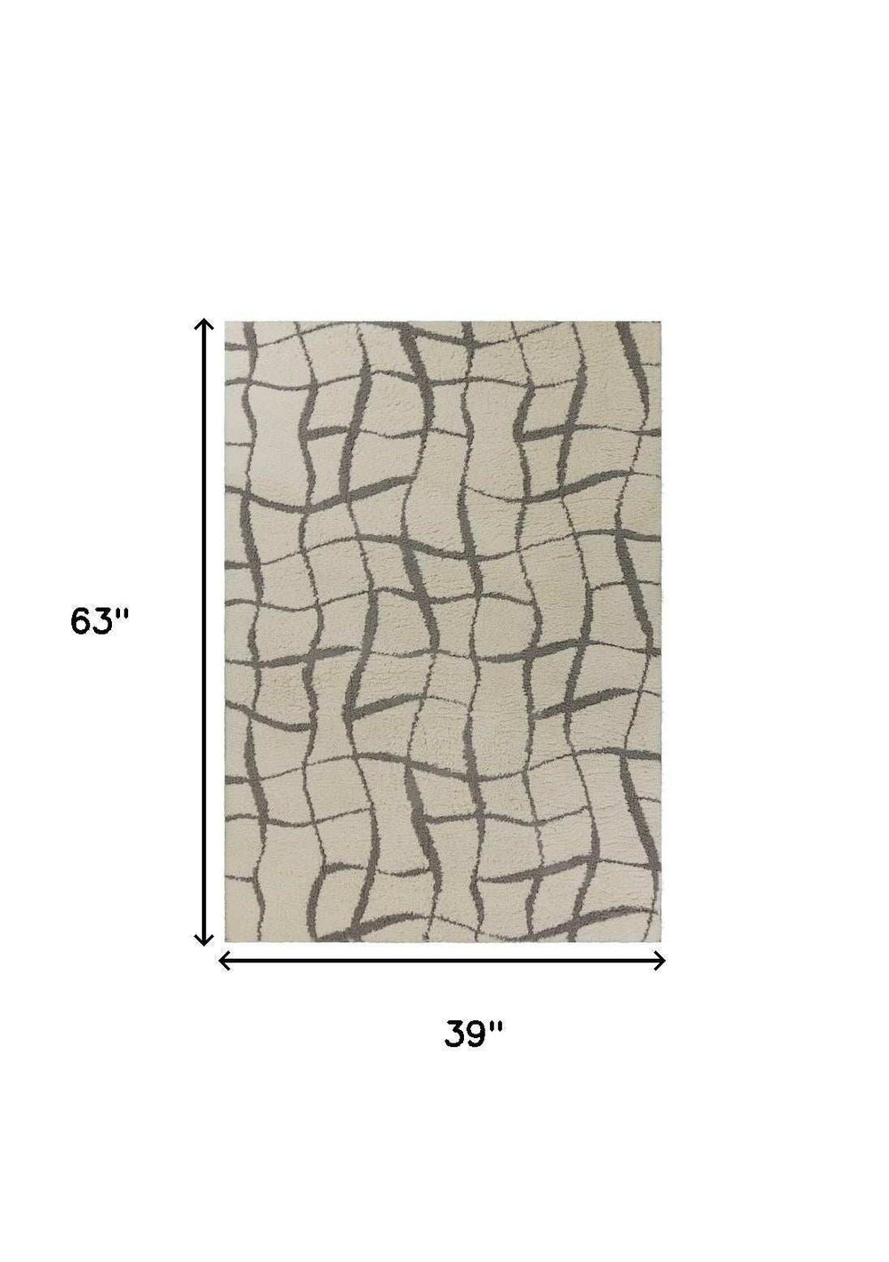 3' X 5' Ivory Abstract Shag Area Rug - Homeroots - Flyclothing LLC