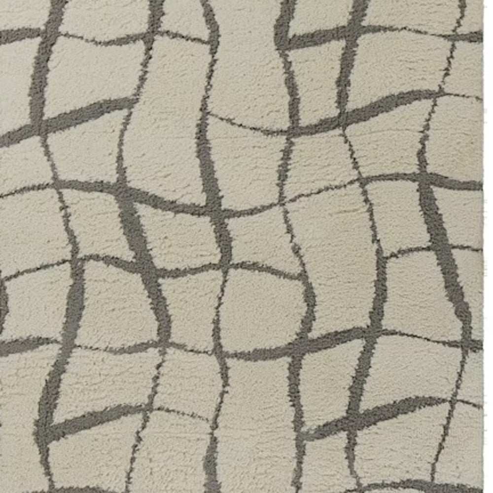 3' X 5' Ivory Abstract Shag Area Rug - Homeroots - Flyclothing LLC
