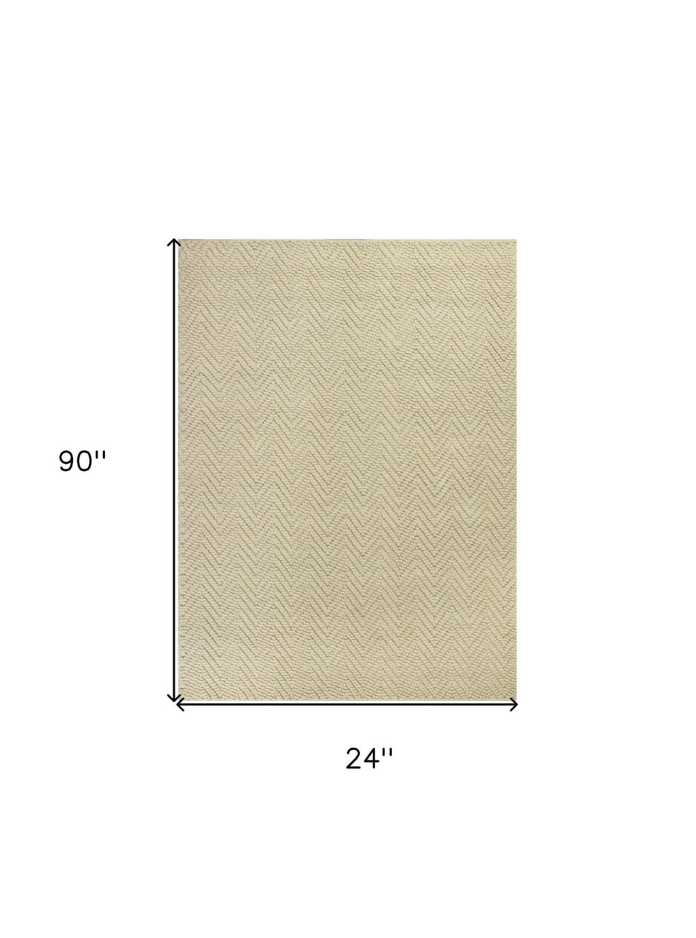 7' Ivory Chevron Hand Woven Area Rug - Homeroots - Flyclothing LLC