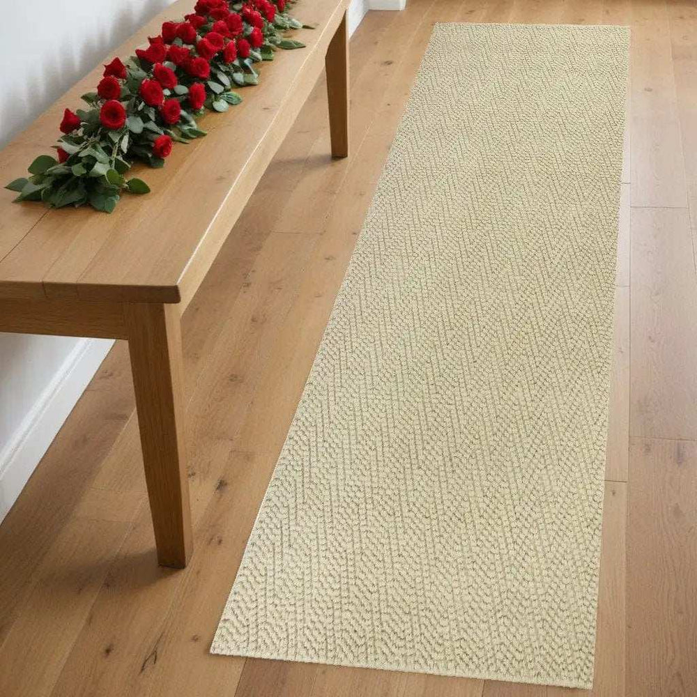 7' Ivory Chevron Hand Woven Area Rug - Homeroots - Flyclothing LLC