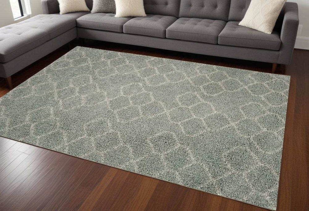 8' X 11' Gray and Beige Abstract Shag Area Rug - Homeroots - Flyclothing LLC