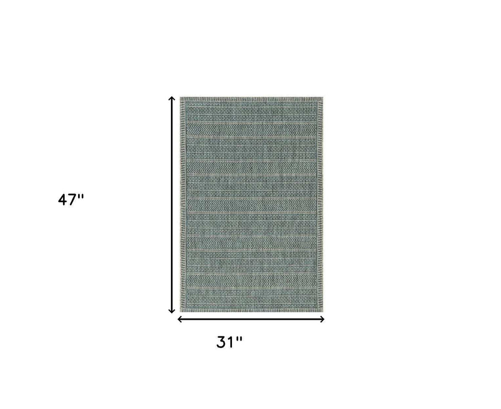 3' X 4' Teal Polypropylene Area Rug - Homeroots - Flyclothing LLC