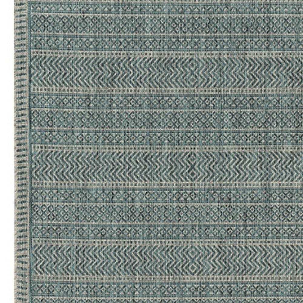 3' X 5' Teal Blue Geometric Indoor Outdoor Area Rug - Homeroots - Flyclothing LLC