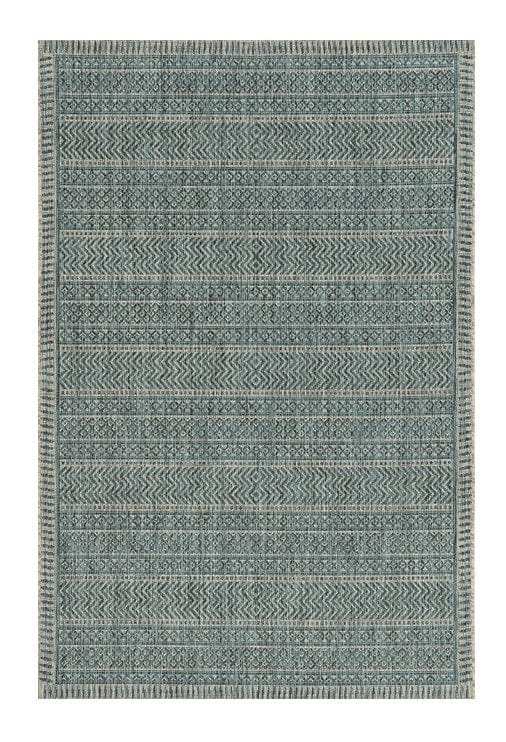 8' X 11' Teal Geometric Patterns Indoor Area Rug - Homeroots - Flyclothing LLC