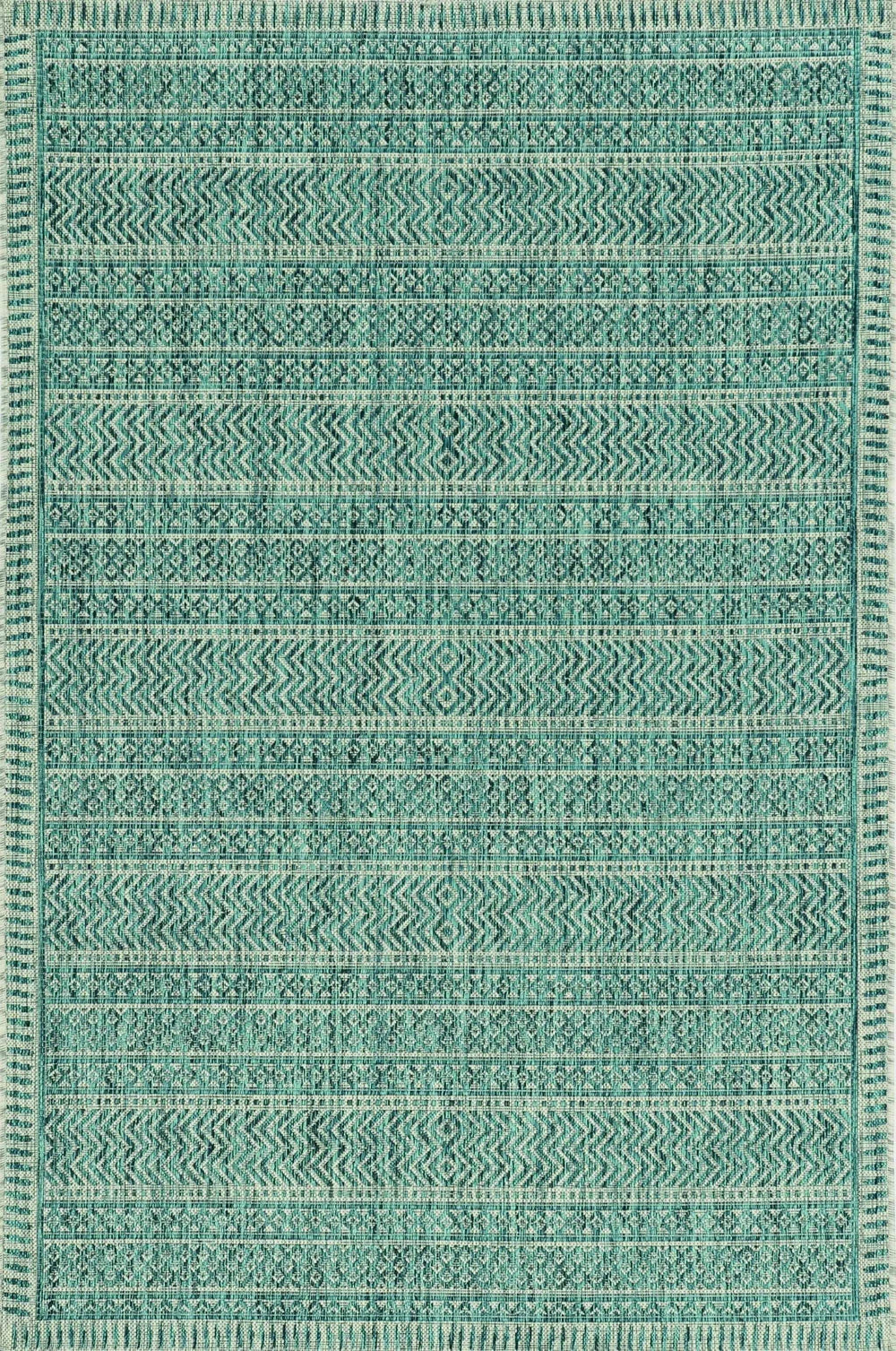 8' X 11' Teal Geometric Patterns Indoor Area Rug - Homeroots - Flyclothing LLC