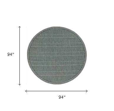 8' Round Teal Geometric Pattern Indoor Outdoor Area Rug - Homeroots - Flyclothing LLC