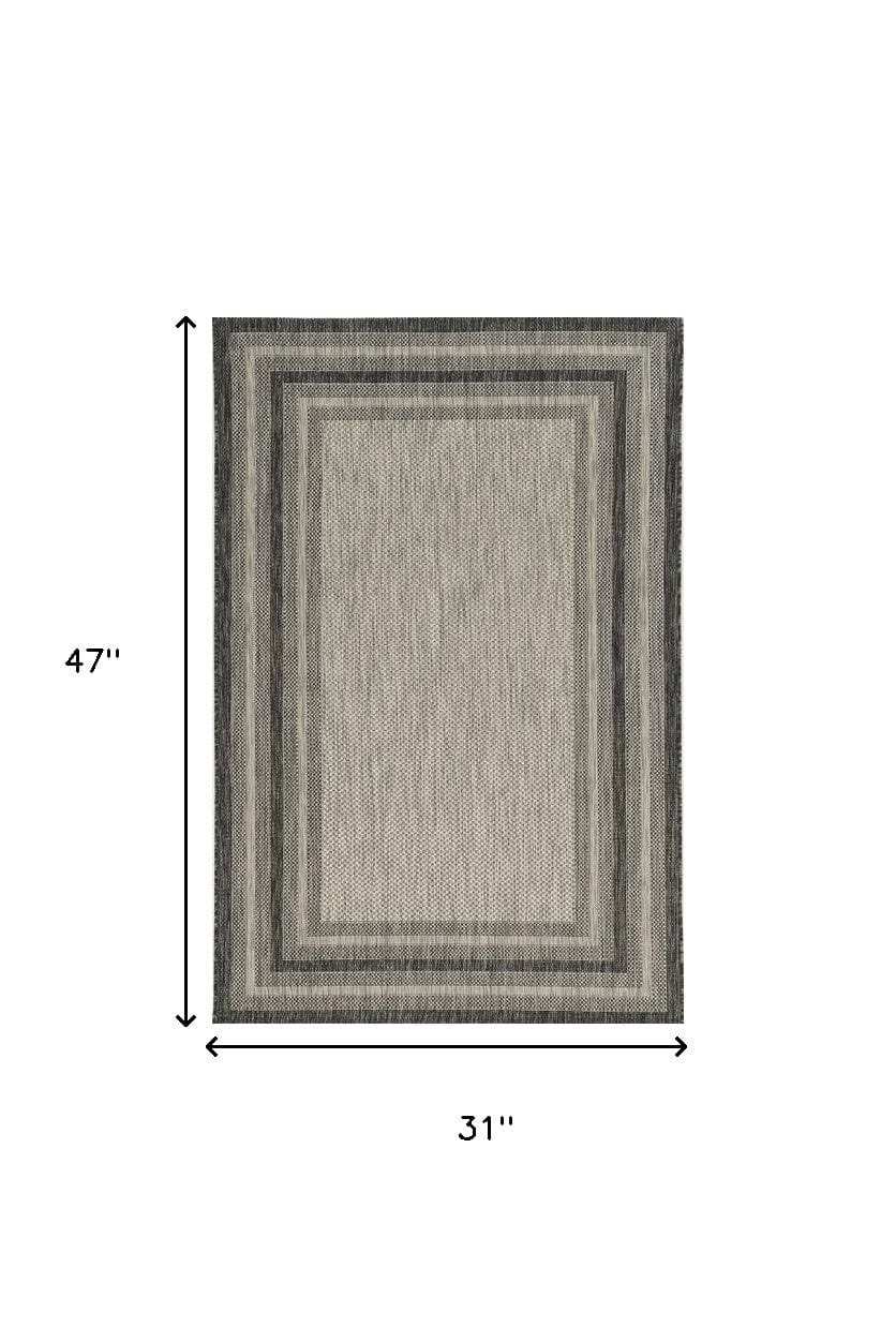3' X 4' Gray Striped Indoor Outdoor Area Rug - Homeroots - Flyclothing LLC