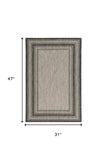 3' X 4' Gray Striped Indoor Outdoor Area Rug - Homeroots - Flyclothing LLC