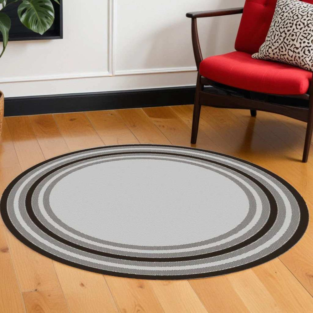8' X 8' Gray Striped Indoor Outdoor Area Rug - Homeroots - Flyclothing LLC