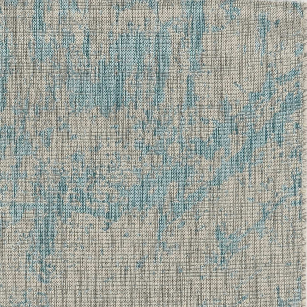 5' X 8' Teal Blue Abstract Indoor Outdoor Area Rug - Homeroots - Flyclothing LLC
