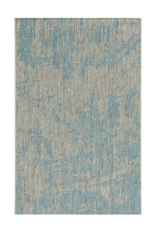 5' X 8' Teal Blue Abstract Indoor Outdoor Area Rug - Homeroots - Flyclothing LLC