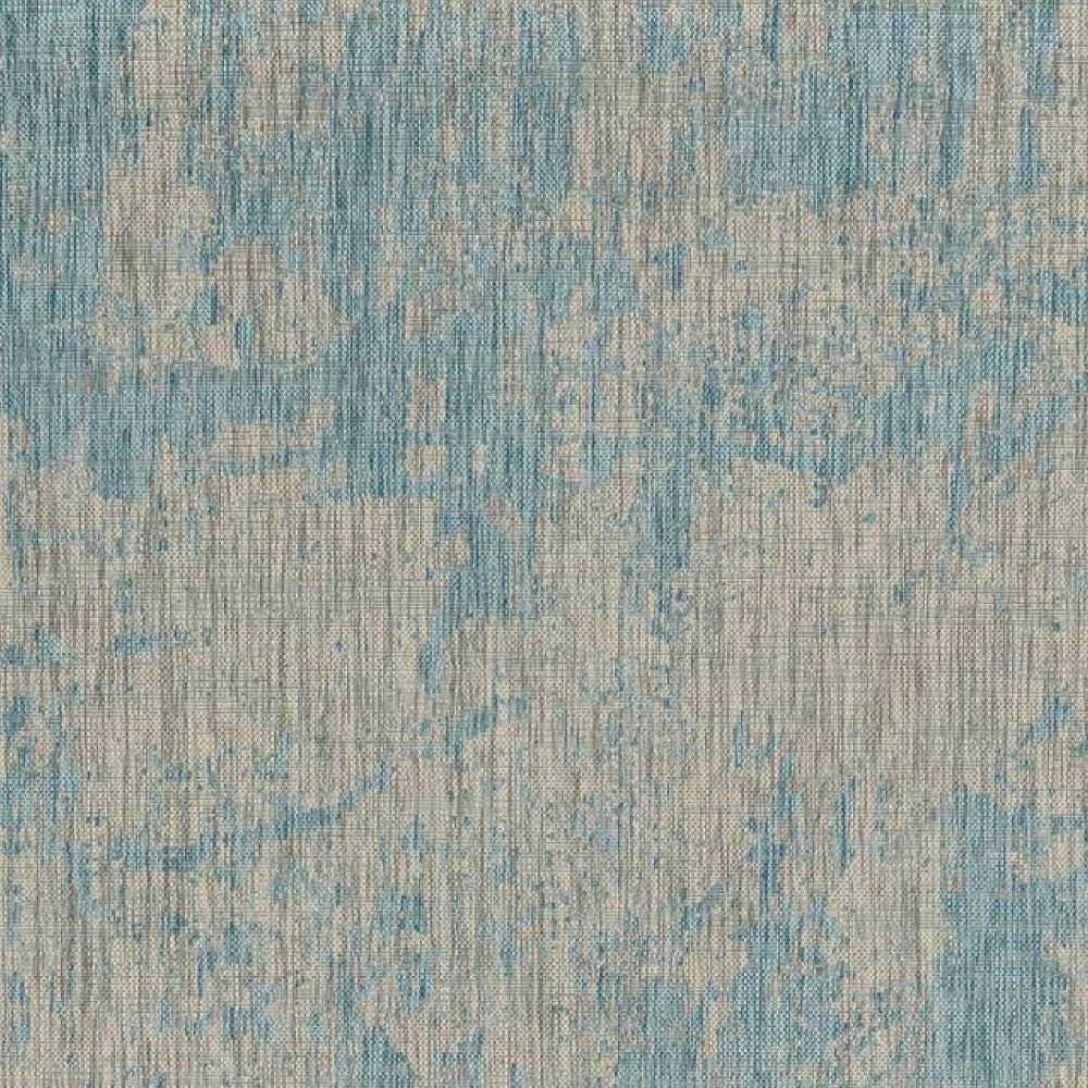 8' X 11' Teal Machine Woven Abstract Strokes Indoor Outdoor Area Rug - Homeroots - Flyclothing LLC