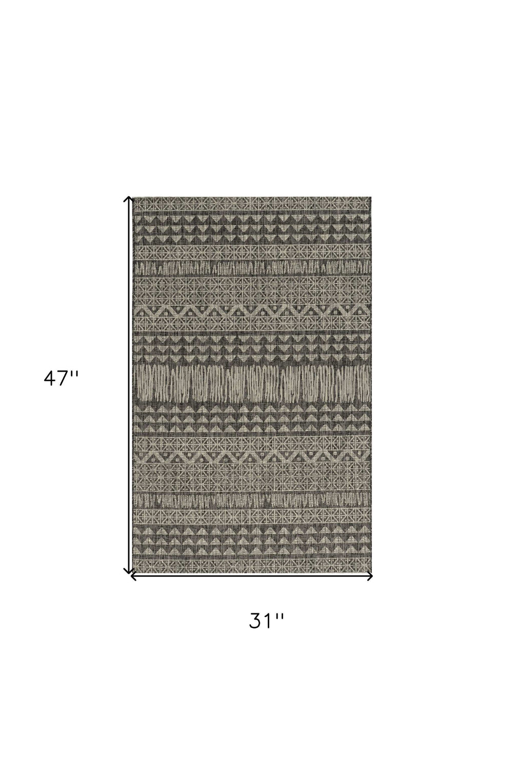 3' X 4' Charcoal Southwestern Indoor Outdoor Area Rug - Homeroots - Flyclothing LLC