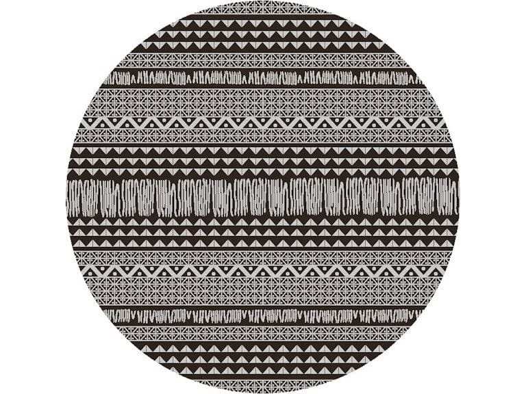 8' Round Charcoal Southwestern Indoor Outdoor Area Rug - Homeroots - Flyclothing LLC