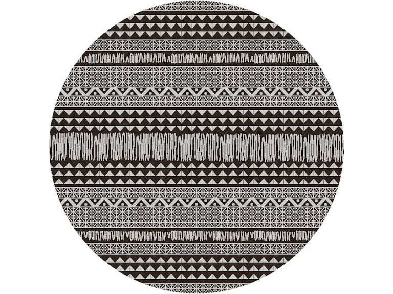 8' Round Charcoal Southwestern Indoor Outdoor Area Rug - Homeroots - Flyclothing LLC