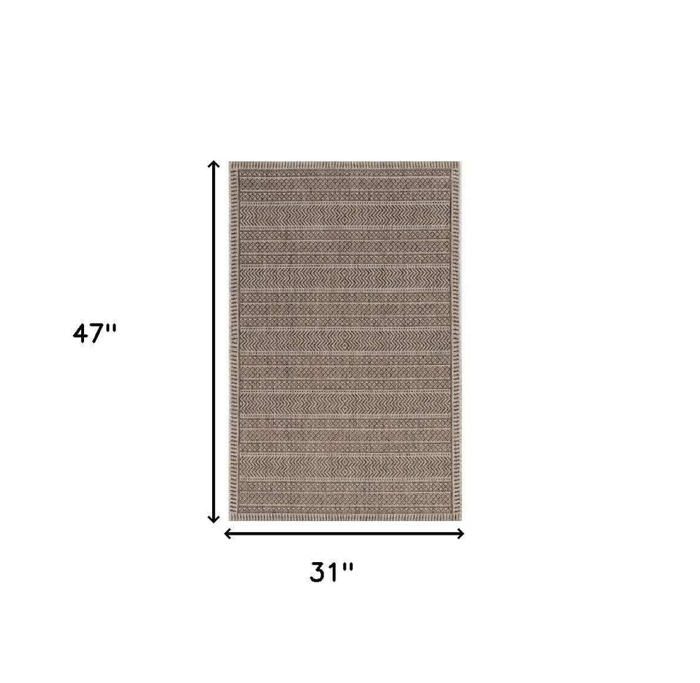 3' X 4' Brown Geometric Indoor Outdoor Area Rug - Homeroots - Flyclothing LLC
