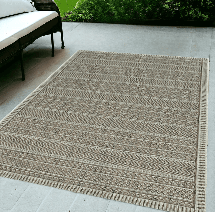 5' X 8' Brown Southwestern Indoor Outdoor Area Rug - Homeroots - Flyclothing LLC