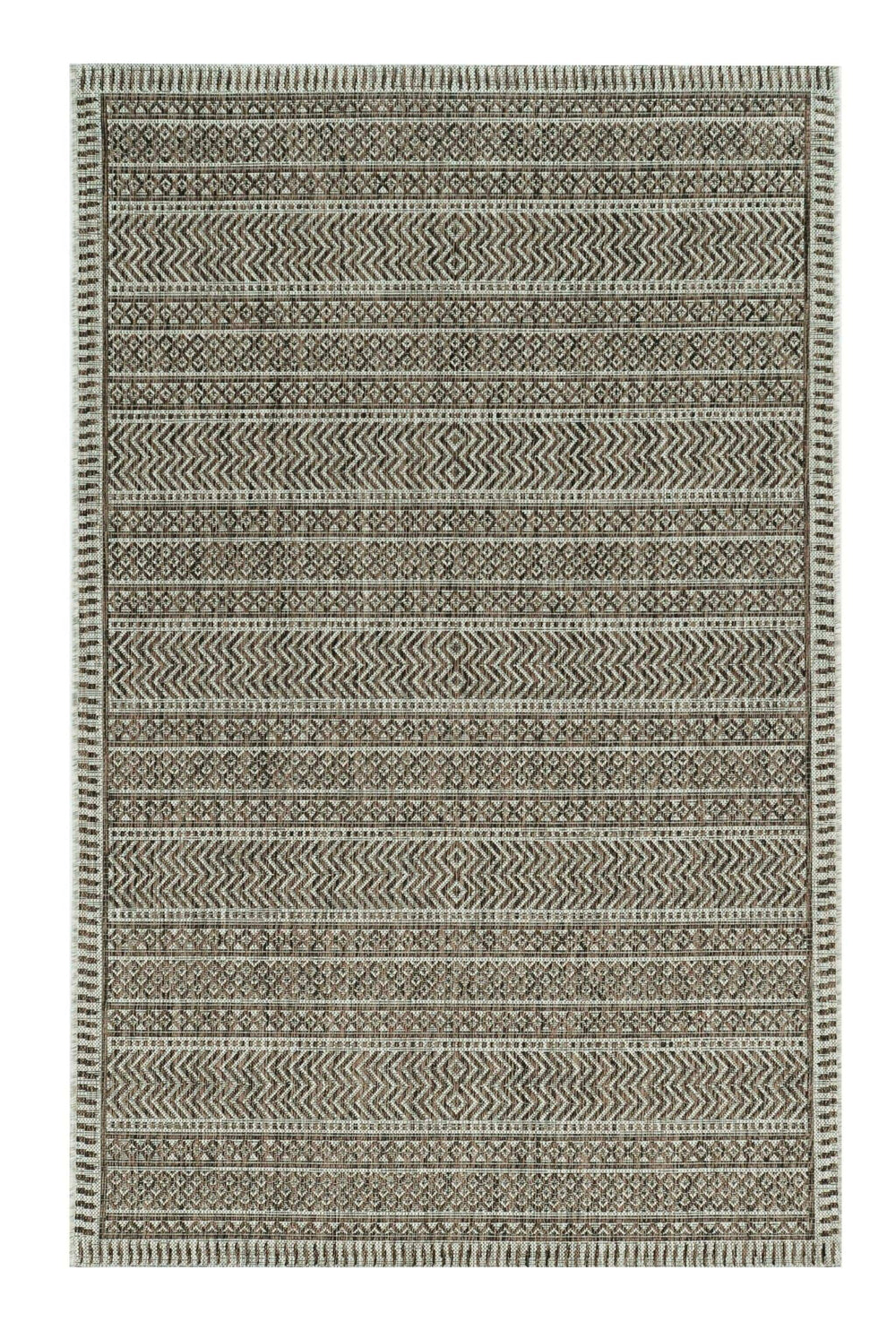 8' X 11' Mocha Geometric Patterns Indoor Area Rug - Homeroots - Flyclothing LLC