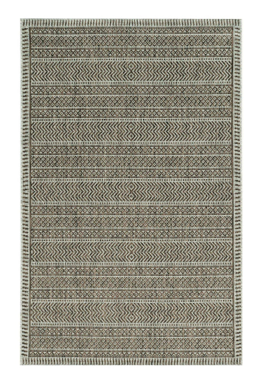 8' X 11' Mocha Geometric Patterns Indoor Area Rug - Homeroots - Flyclothing LLC