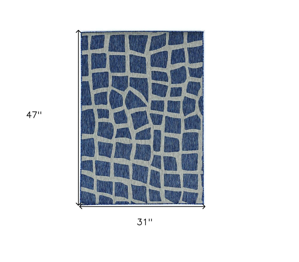 3' X 4' Blue and Gray Abstract Indoor Outdoor Area Rug - Homeroots - Flyclothing LLC