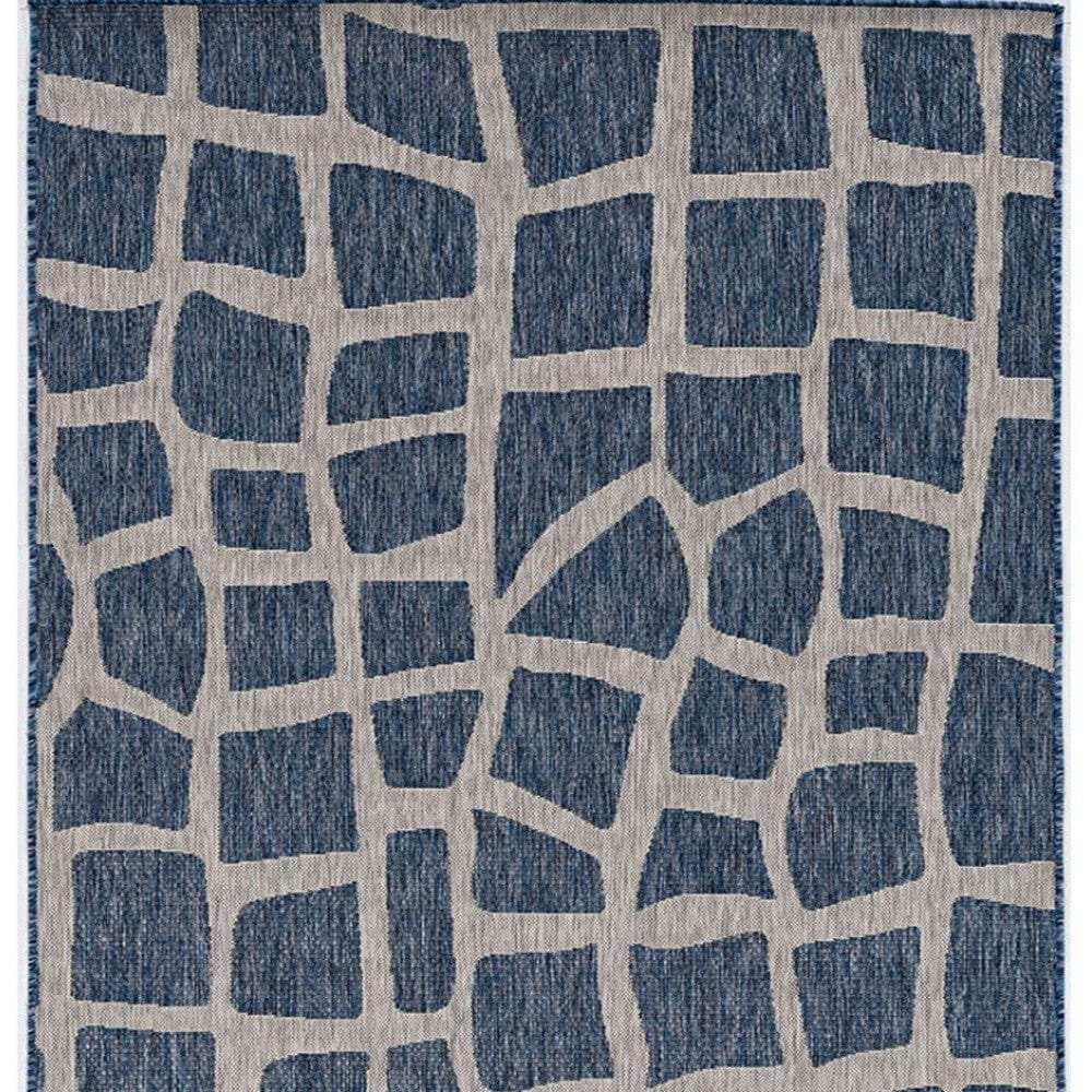 3' X 5' Blue and Gray Abstract Indoor Outdoor Area Rug - Homeroots - Flyclothing LLC