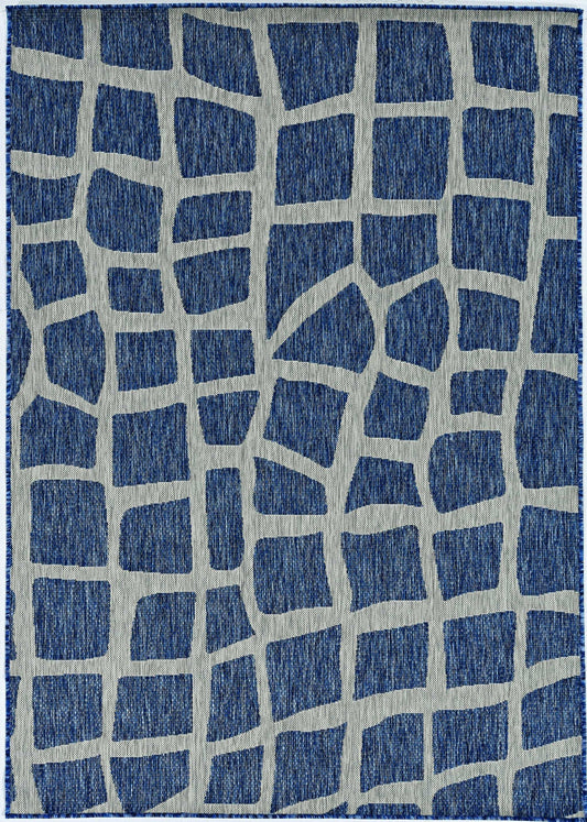 5' X 8' Blue Or Grey Abstract Panels Area Rug - Homeroots - Flyclothing LLC