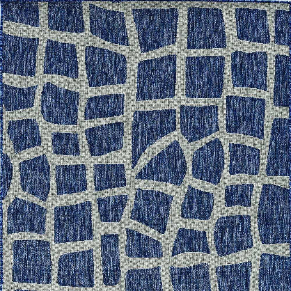 8' X 11' Blue and Gray Abstract Indoor Outdoor Area Rug - Homeroots - Flyclothing LLC