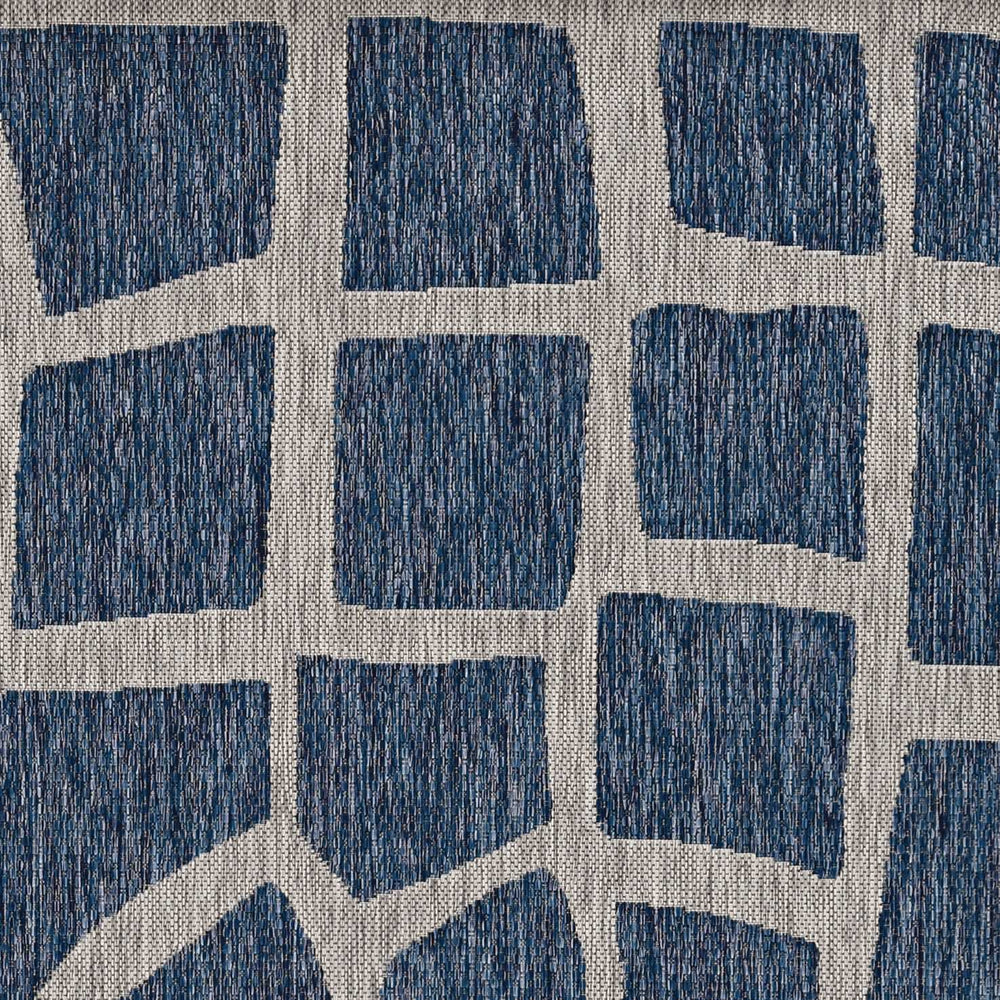 8' Round Blue and Gray Abstract Indoor Outdoor Area Rug - Homeroots - Flyclothing LLC