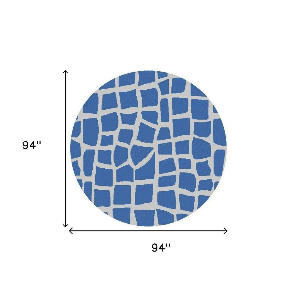 8' Round Blue and Gray Abstract Indoor Outdoor Area Rug - Homeroots - Flyclothing LLC