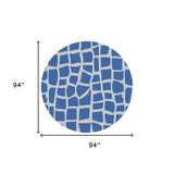 8' Round Blue and Gray Abstract Indoor Outdoor Area Rug - Homeroots - Flyclothing LLC